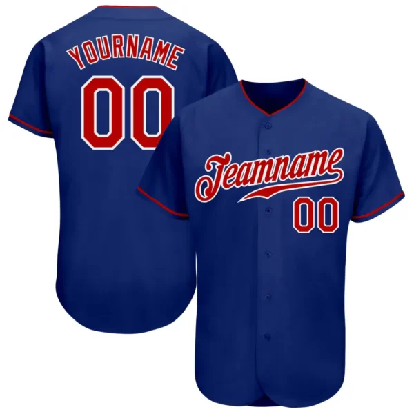 Custom Royal Baseball Jersey with Red-White