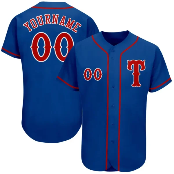 Custom Royal Baseball Jersey with Red-White