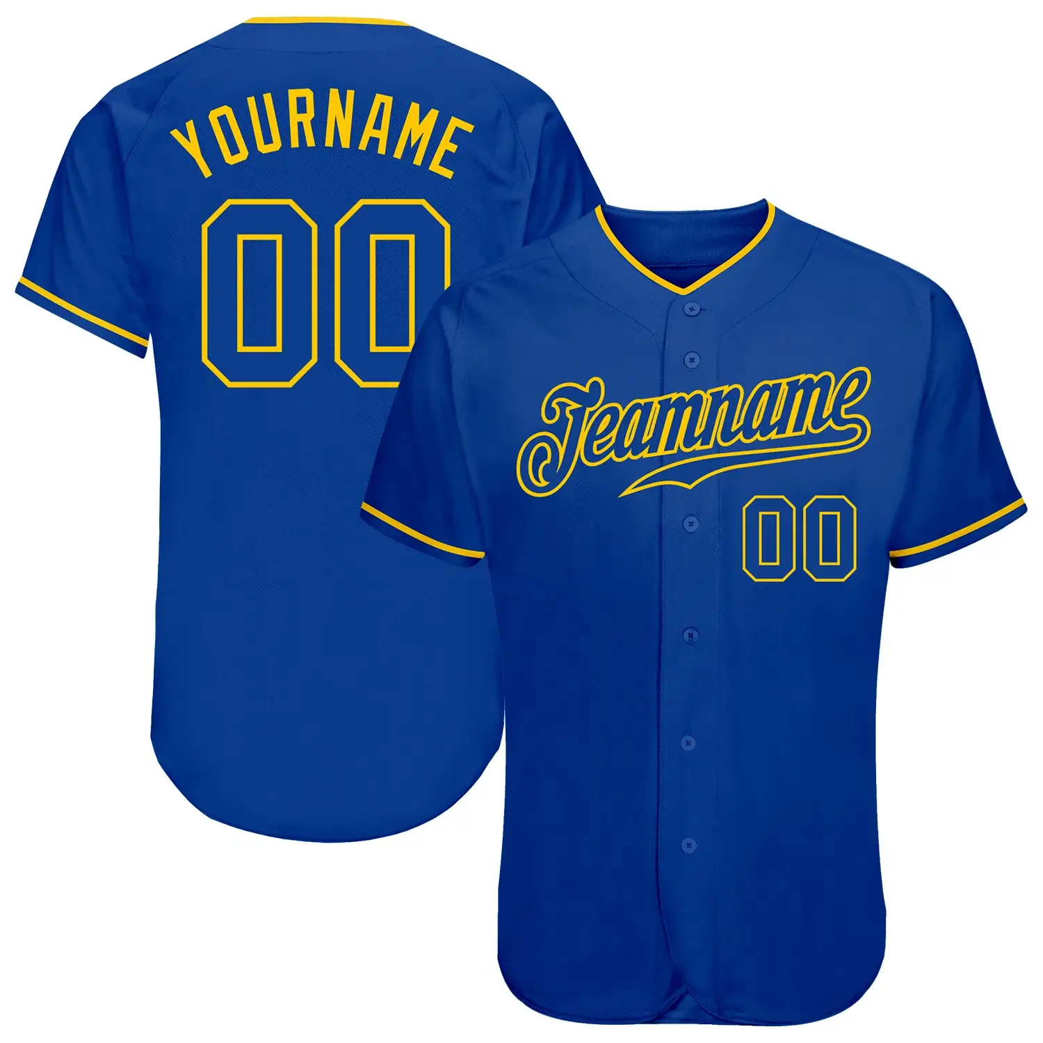 Custom Royal Baseball Jersey with Royal-Gold