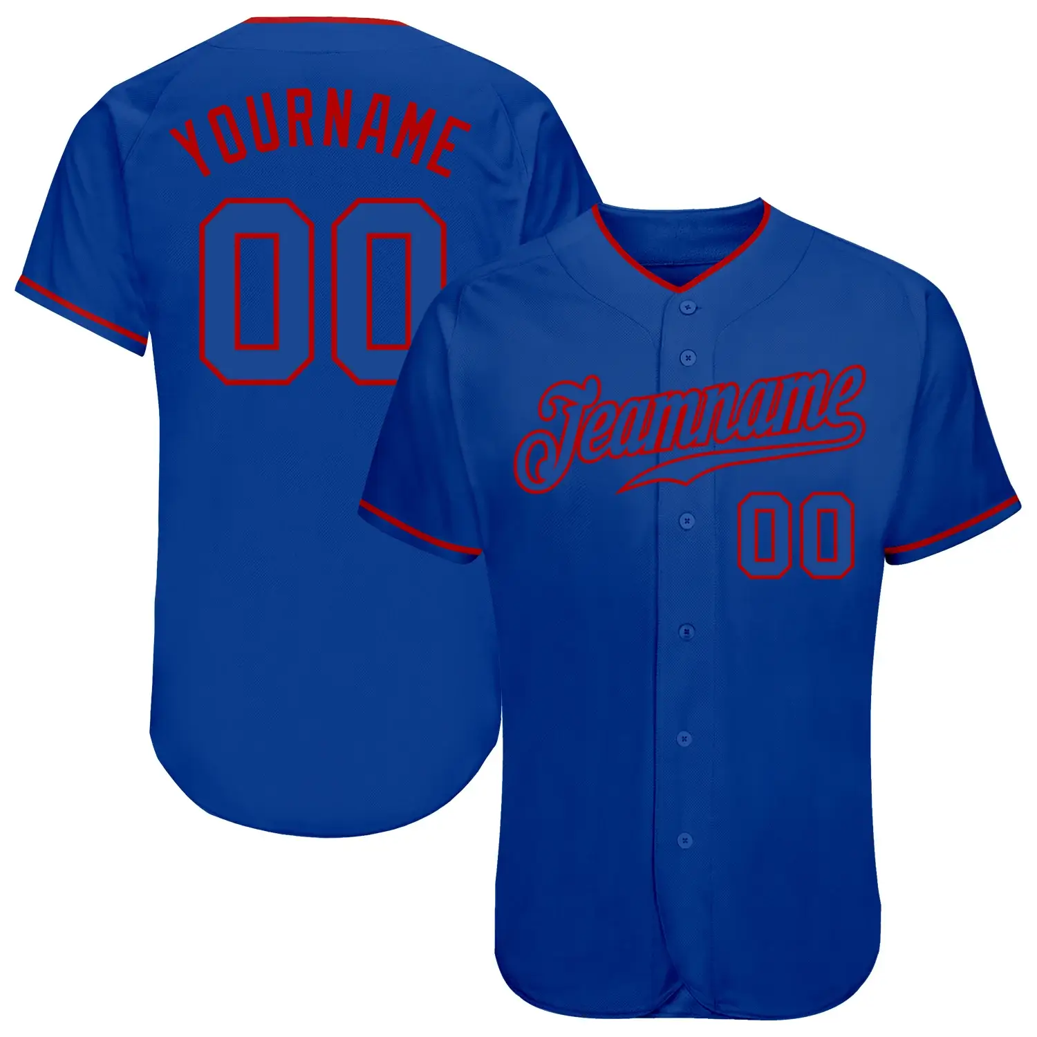 Custom Royal Baseball Jersey with Royal-Red