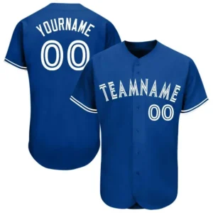Custom Royal Baseball Jersey with White