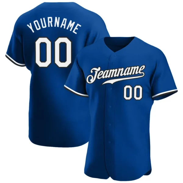 Custom Royal Baseball Jersey with White-Black