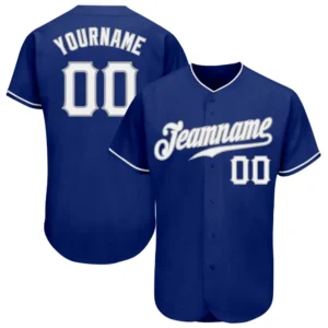 Custom Royal Baseball Jersey with White-Gray