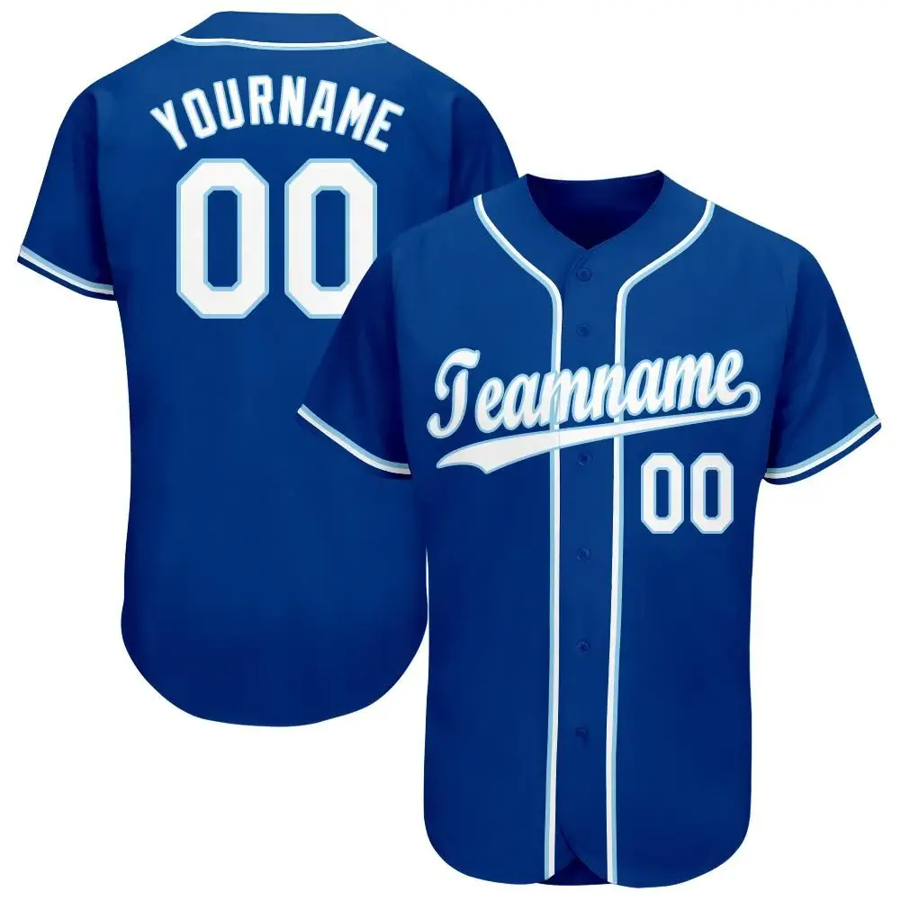 Custom Royal Baseball Jersey with White-Light Blue