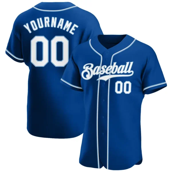 Custom Royal Baseball Jersey with White-Light Blue