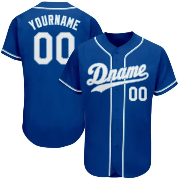 Custom Royal Baseball Jersey with White-Light Blue