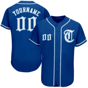 Custom Royal Baseball Jersey with White-Light Blue