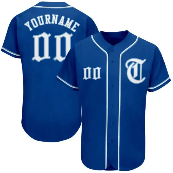Custom Royal Baseball Jersey with White-Light Blue