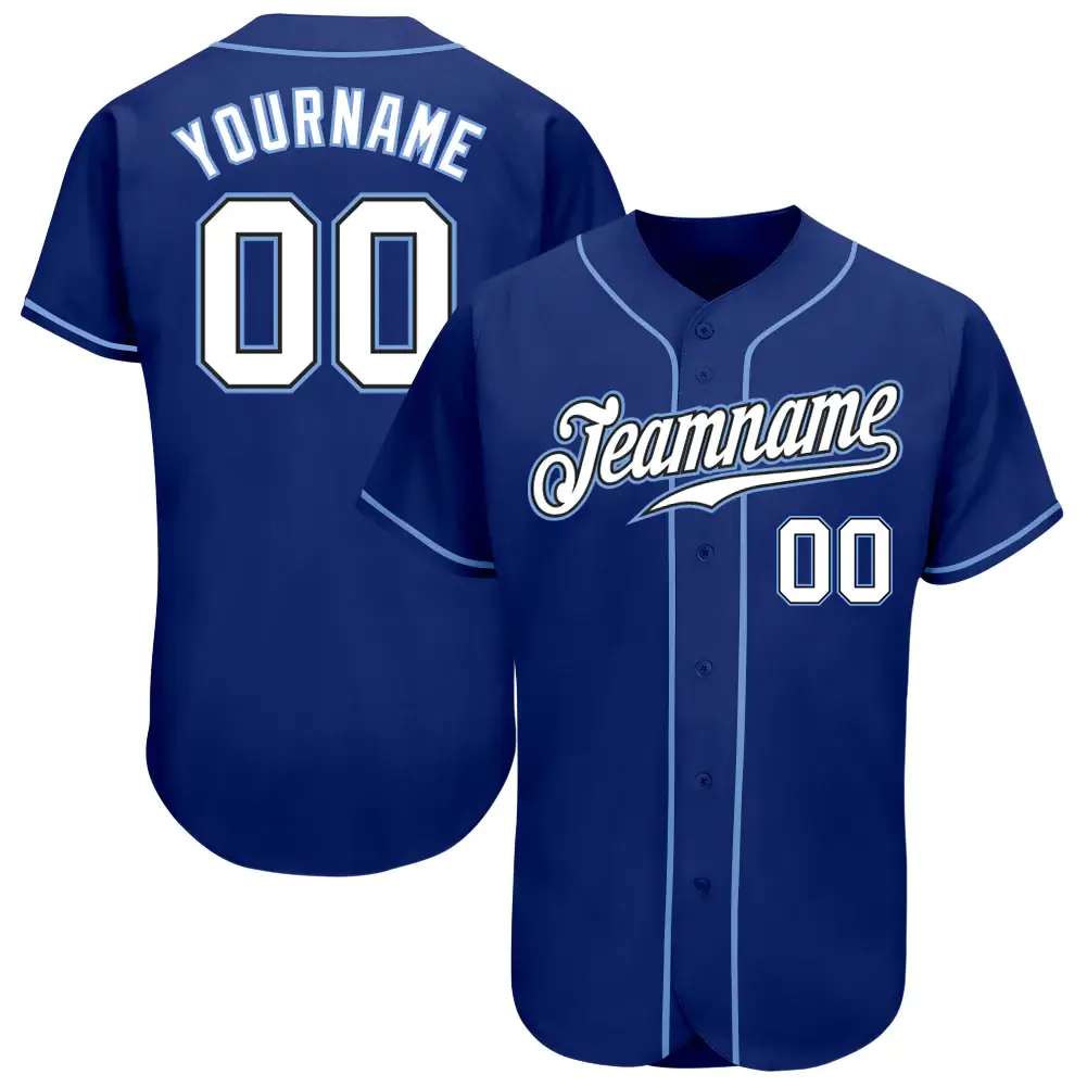 Custom Royal Baseball Jersey with White-Light Blue