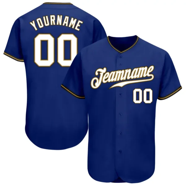 Custom Royal Baseball Jersey with White-Old Gold