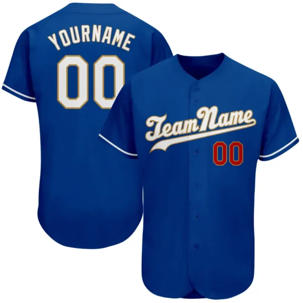 Custom Royal Baseball Jersey with White-Old Gold