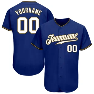 Custom Royal Baseball Jersey with White-Old Gold