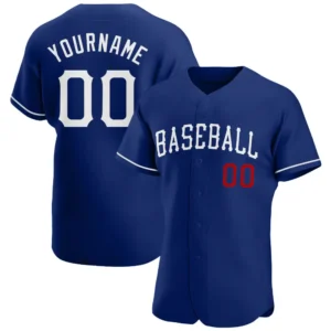 Custom Royal Baseball Jersey with White-Red