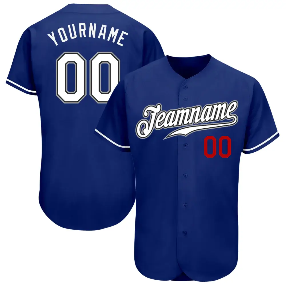 Custom Royal Baseball Jersey with White-Red