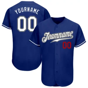 Custom Royal Baseball Jersey with White-Red