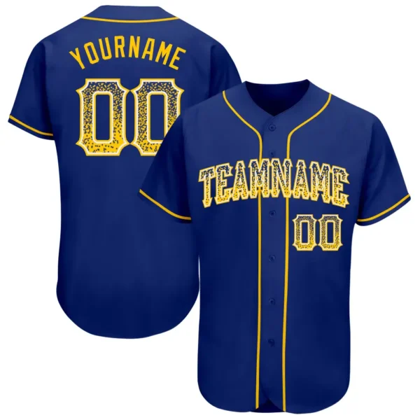 Custom Royal Drift Fashion Baseball Jersey with Gold-White