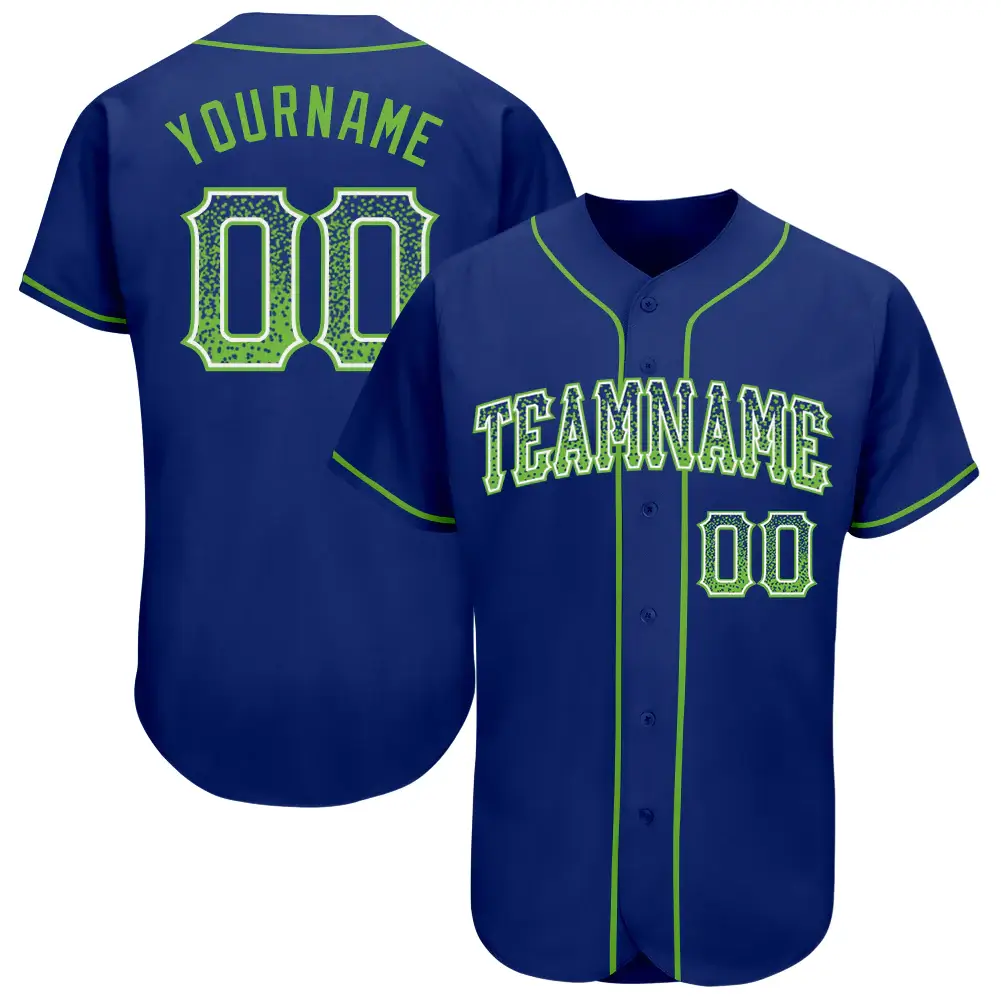 Custom Royal Drift Fashion Baseball Jersey with Neon Green-White