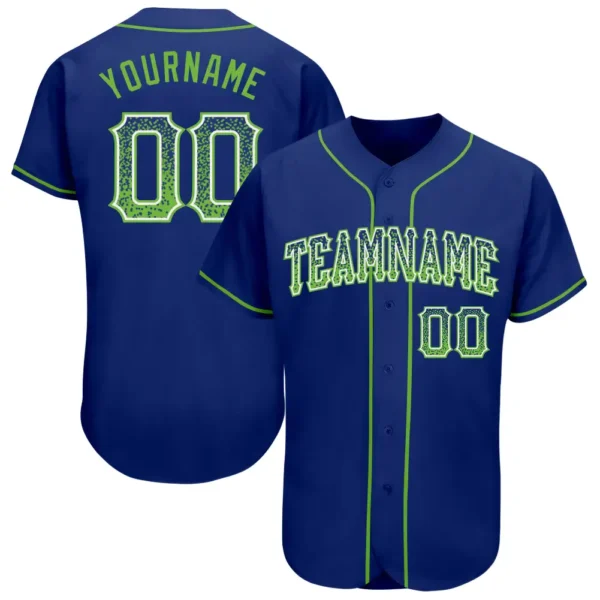 Custom Royal Drift Fashion Baseball Jersey with Neon Green-White