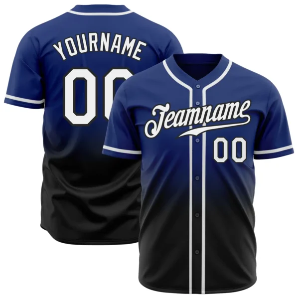 Custom Royal Fade Fashion Baseball Jersey with White-Black