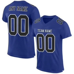 Custom Royal Mesh Football Jersey with Black