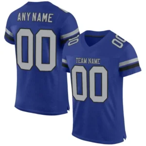 Custom Royal Mesh Football Jersey with Gray-Black