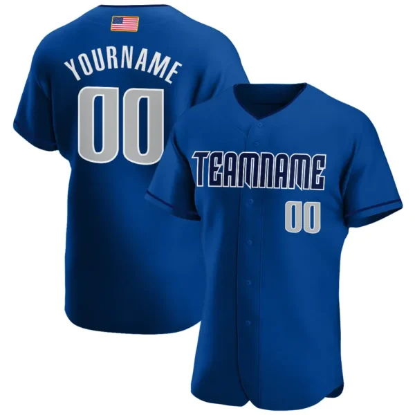 Custom Royal USA Flag Fashion Baseball Jersey with Gray-Navy