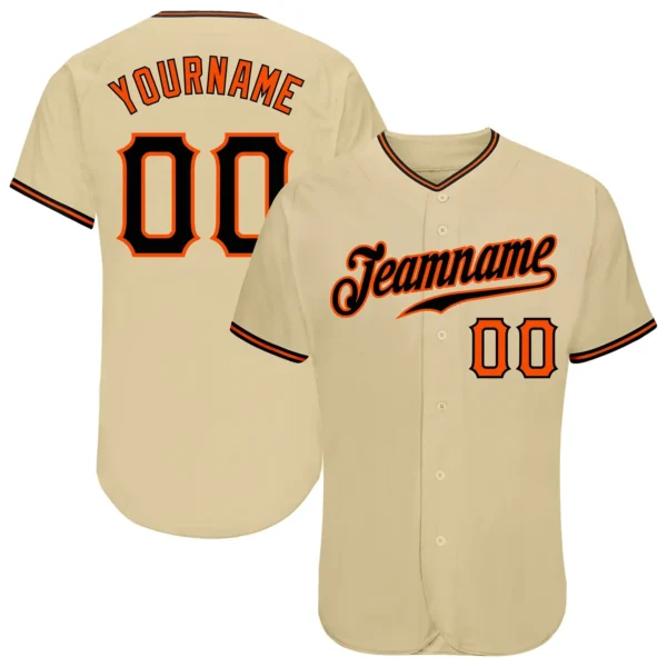 Custom Sand Baseball Jersey with Black-Orange