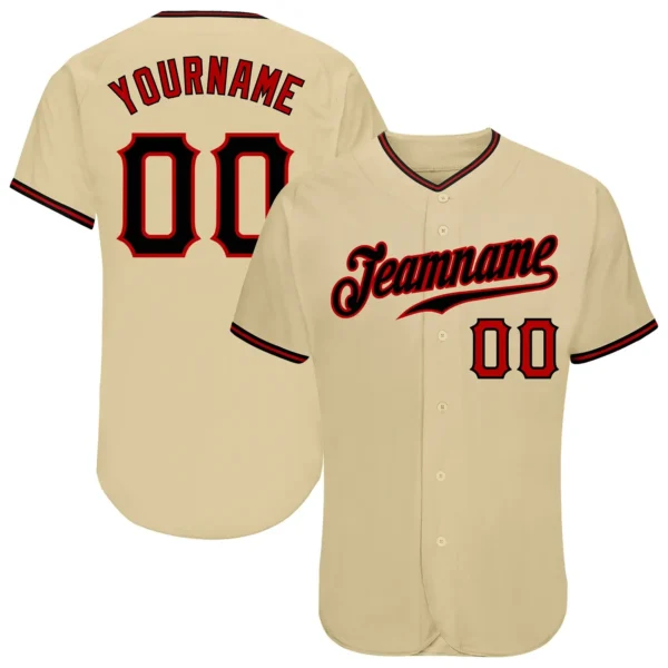 Custom Sand Baseball Jersey with Black-Red