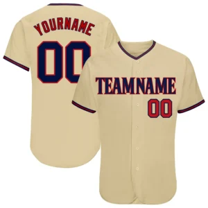 Custom Sand Baseball Jersey with Mavy-Red