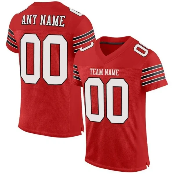 Custom Scarlet Mesh Football Jersey with White-Black