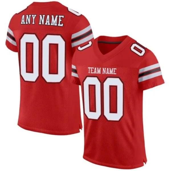 Custom Scarlet Mesh Football Jersey with White-Black
