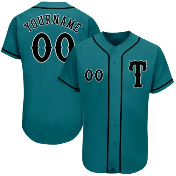 Custom Teal Baseball Jersey with Black-Gray