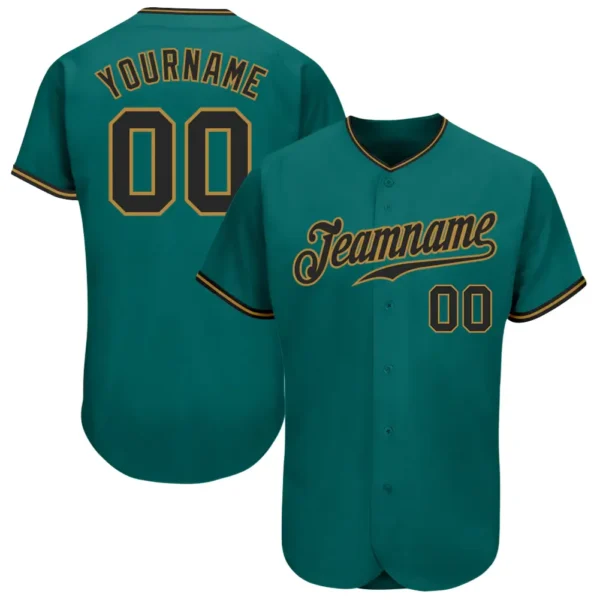 Custom Teal Baseball Jersey with Black-Old Gold