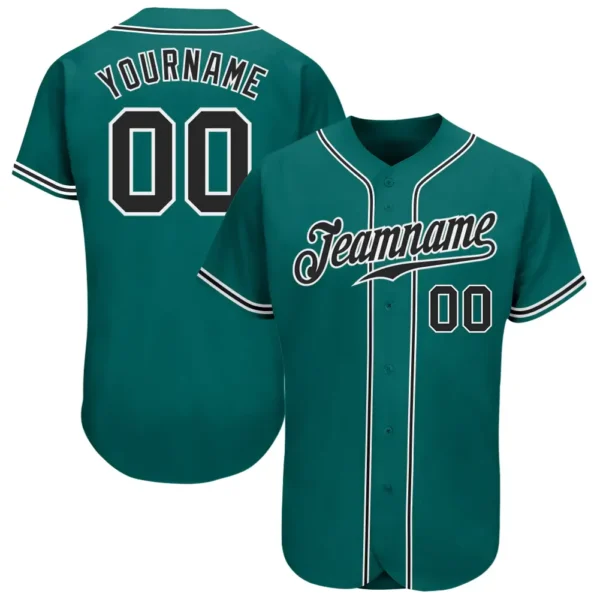 Custom Teal Baseball Jersey with Black-White