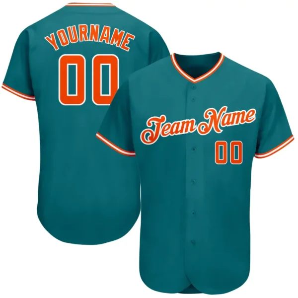 Custom Teal Baseball Jersey with Orange-White