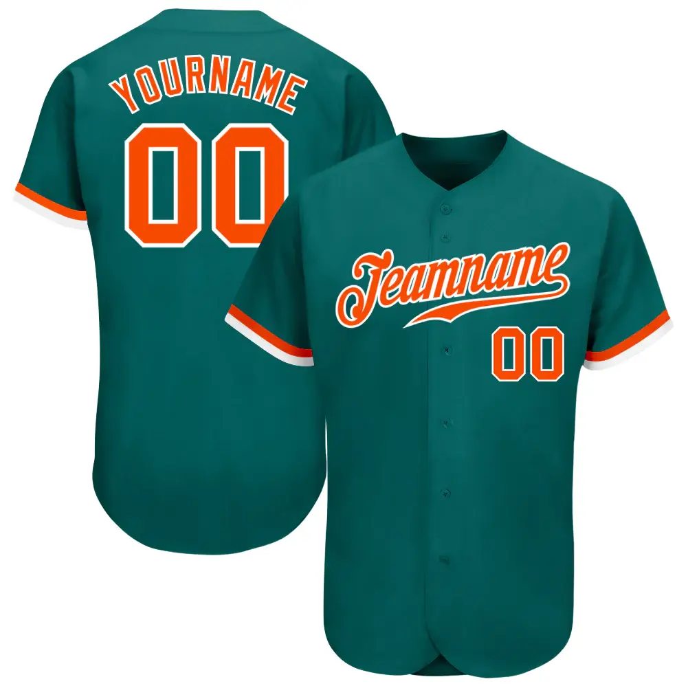 Custom Teal Baseball Jersey with Orange-White