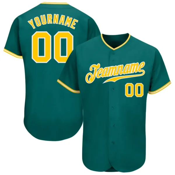 Custom Teal Baseball Jersey with Steel Gold-White