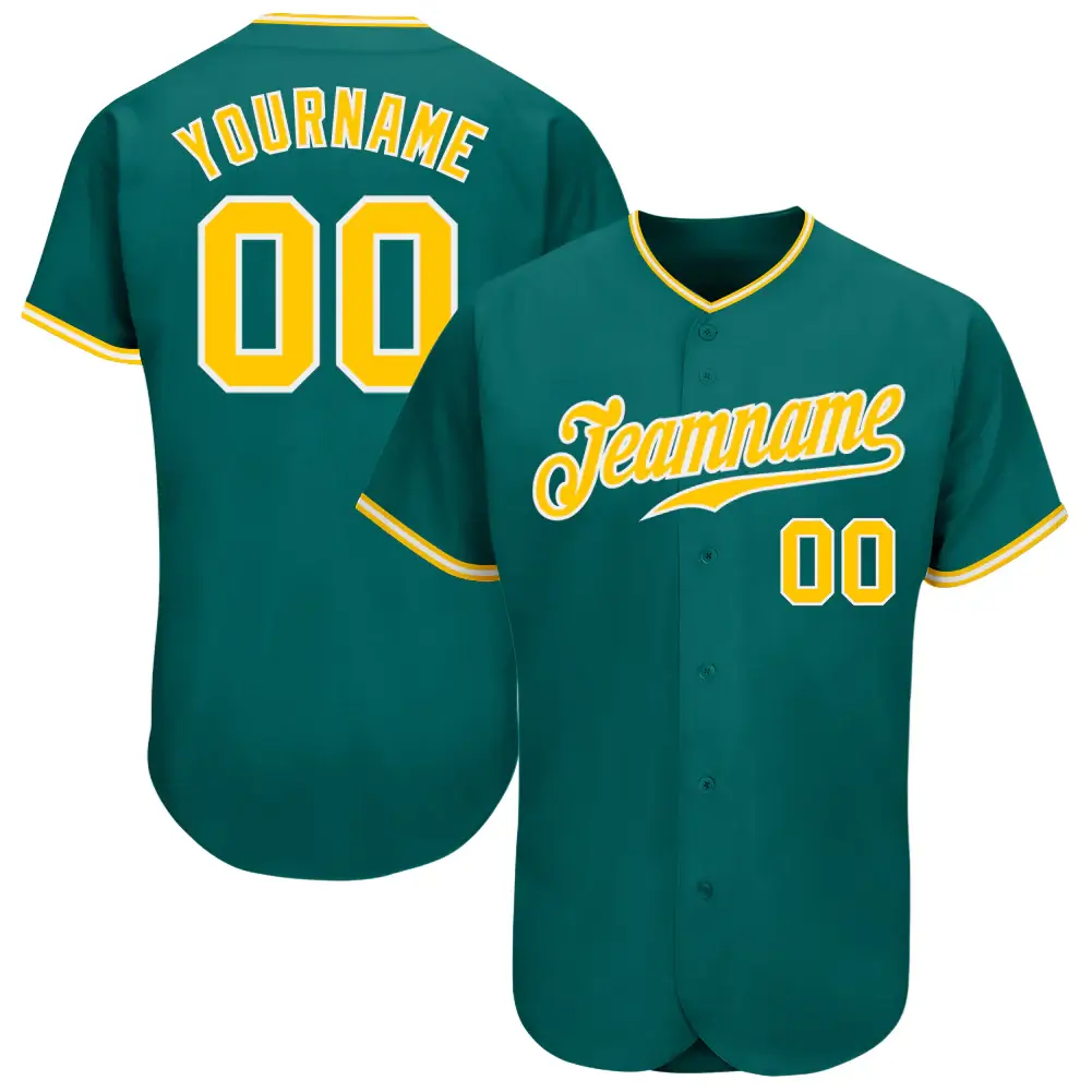 Custom Teal Baseball Jersey with Steel Gold-White