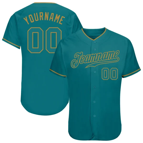 Custom Teal Baseball Jersey with Teal-Old Gold