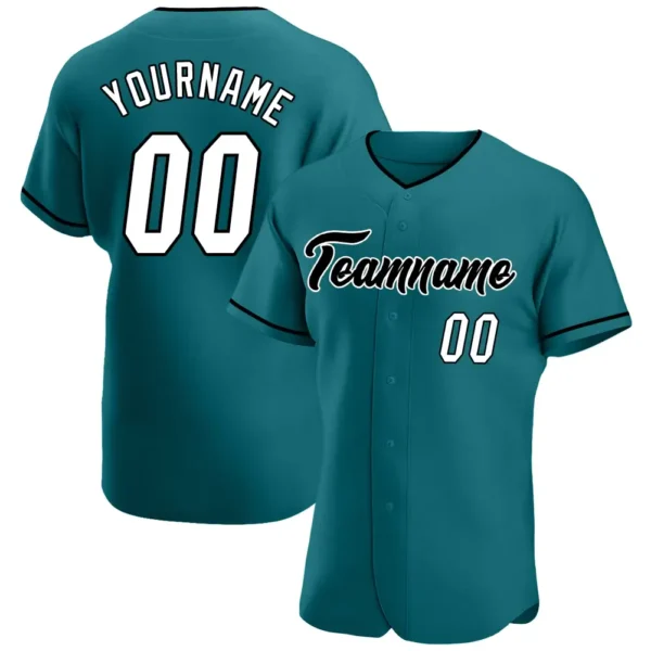 Custom Teal Baseball Jersey with White-Black