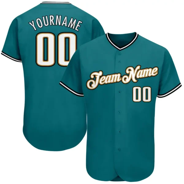 Custom Teal Baseball Jersey with White-Old Gold
