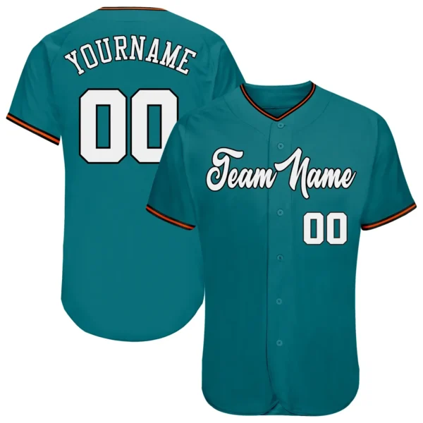 Custom Teal Baseball Jersey with White-Orange