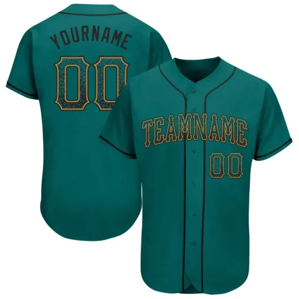 Custom Teal Drift Fashion Baseball Jersey with Black-Old Gold