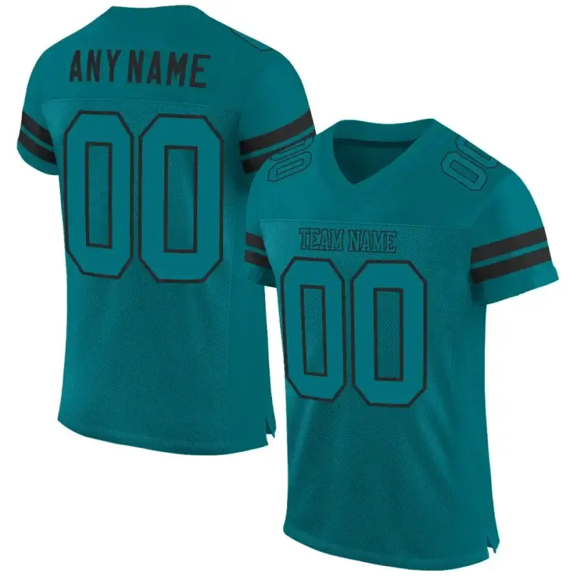 Custom Teal Mesh Football Jersey with Black