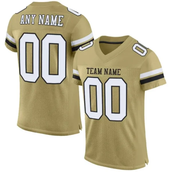 Custom Vegas Gold Mesh Football Jersey with White