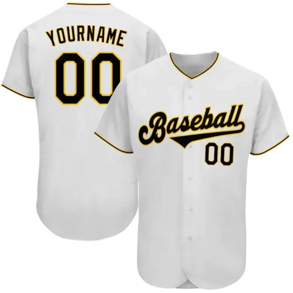 Custom White Baseball Jersey with Black-Gold