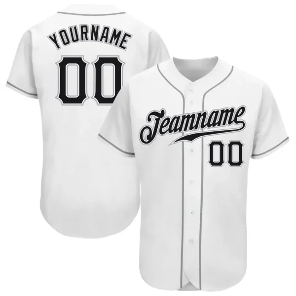 Custom White Baseball Jersey with Black-Gray