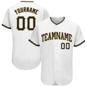 Custom White Baseball Jersey with Black-Old Gold