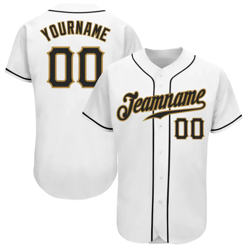 Custom White Baseball Jersey with Black-Old Gold