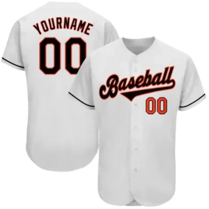 Custom White Baseball Jersey with Black-Orange
